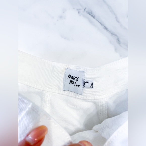 White denim raw cut hem mini skirt - Picture 5 of 16